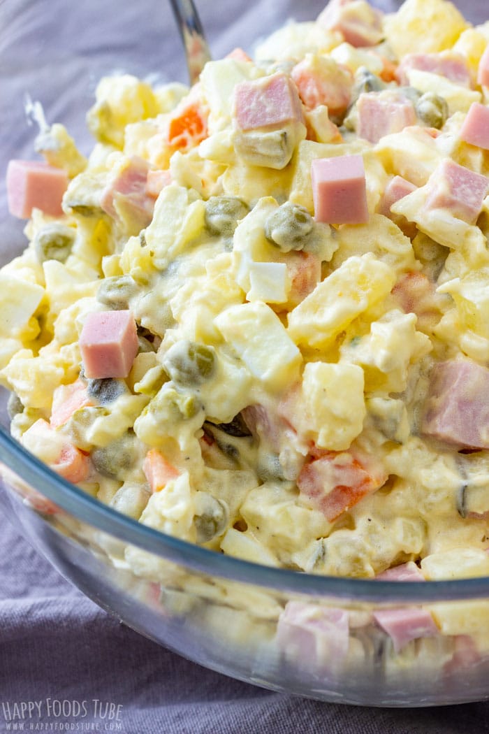 Creamy Potato and Ham Salad Closeup