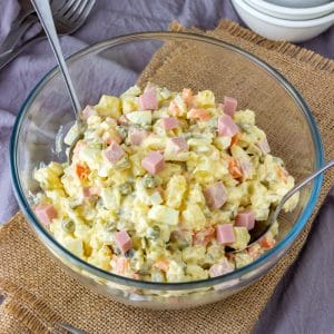 Homemade Creamy Potato and Ham Salad
