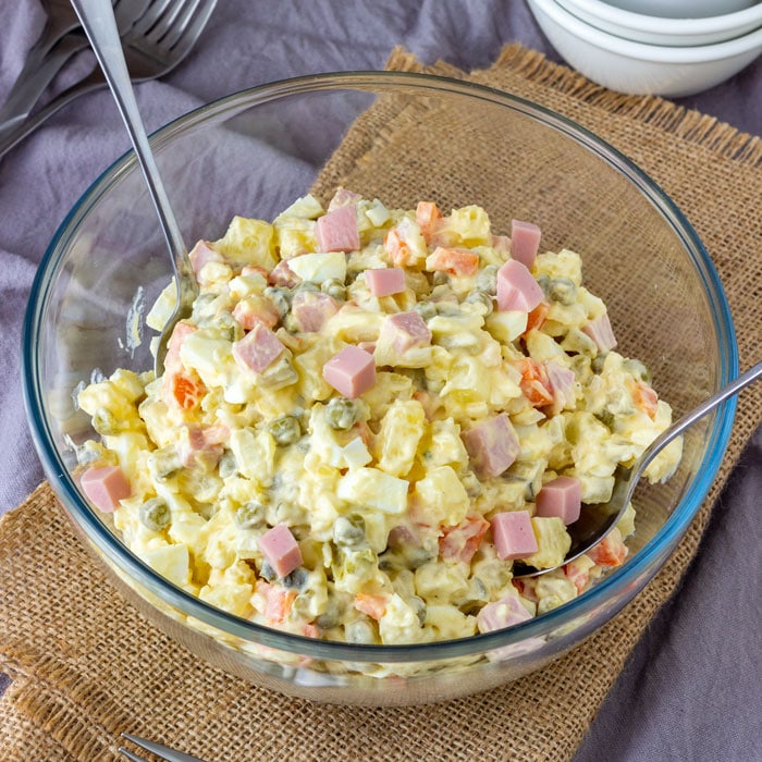Homemade Creamy Potato and Ham Salad