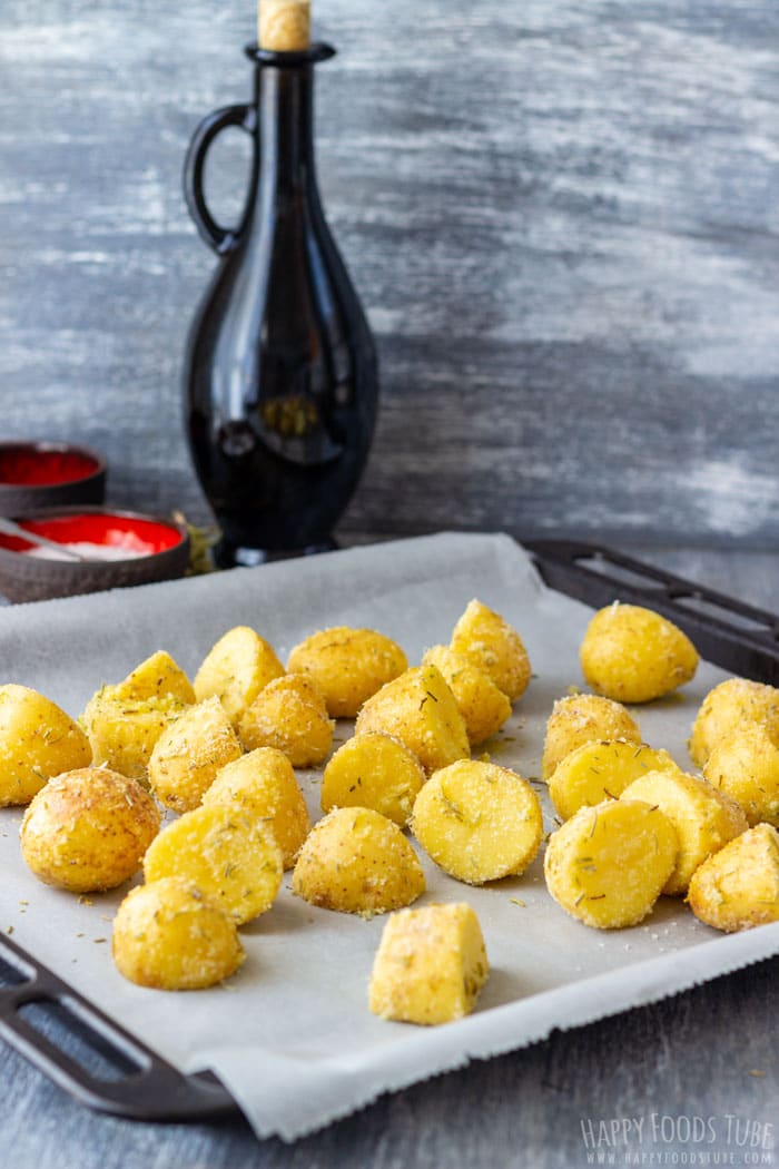 Rosemary Parmesan Roasted Potatoes Before Cooking