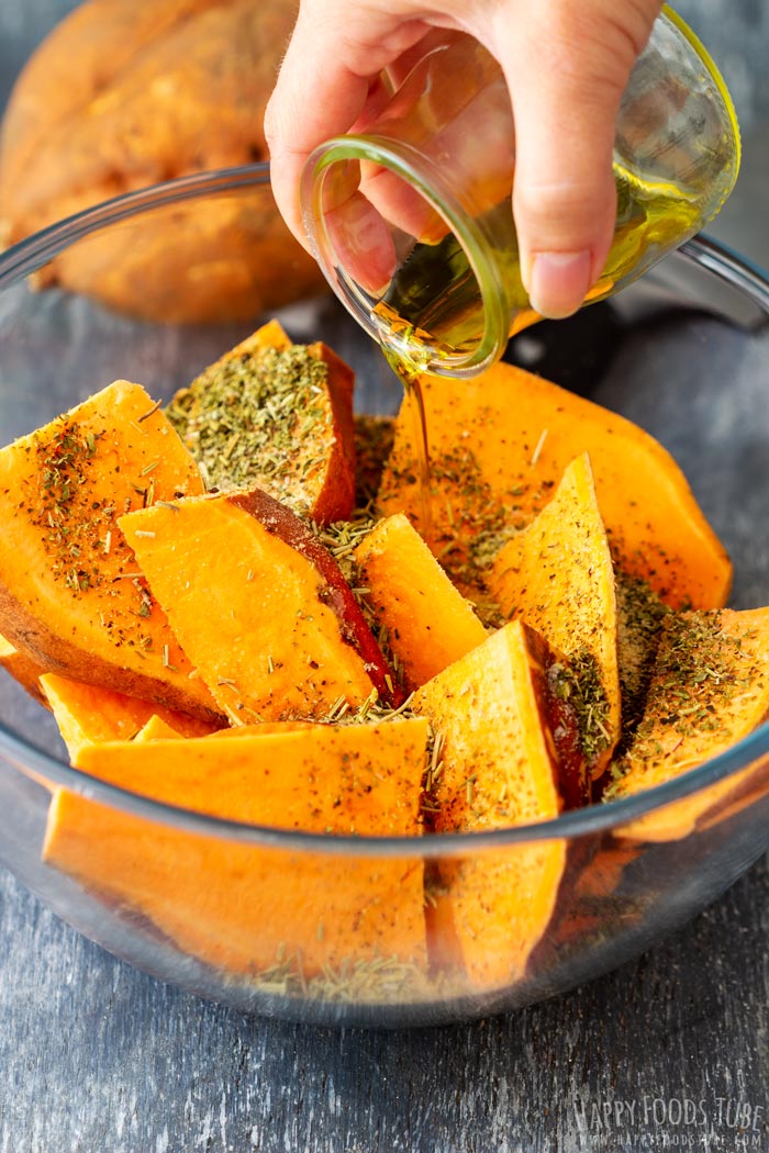 How to make Oven Roasted Sweet Potato Wedges Step 1