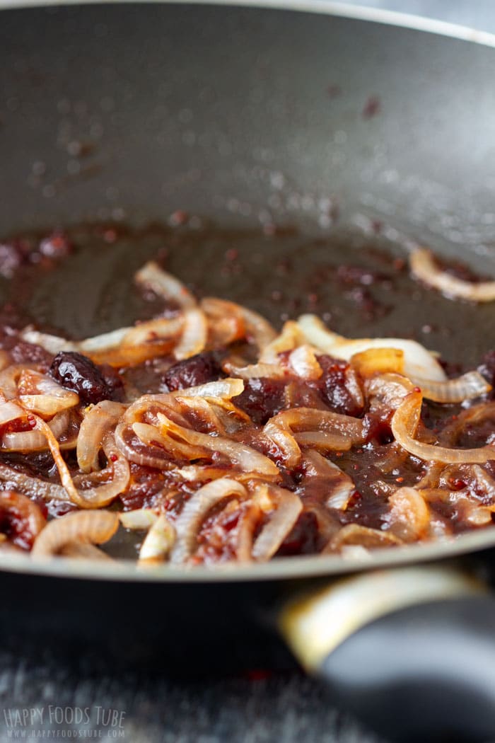 Roasting Onions and Cranberries for Turkey Cranberry Panini