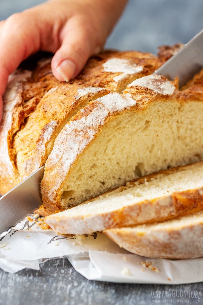 Slicing Bread for Turkey Cranberry Panini