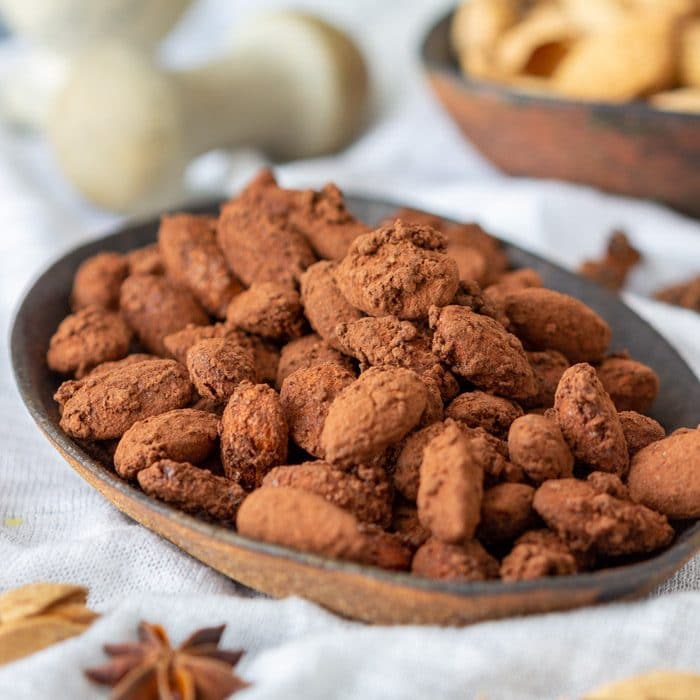 Spiced Cocoa Roasted Almonds Closeup