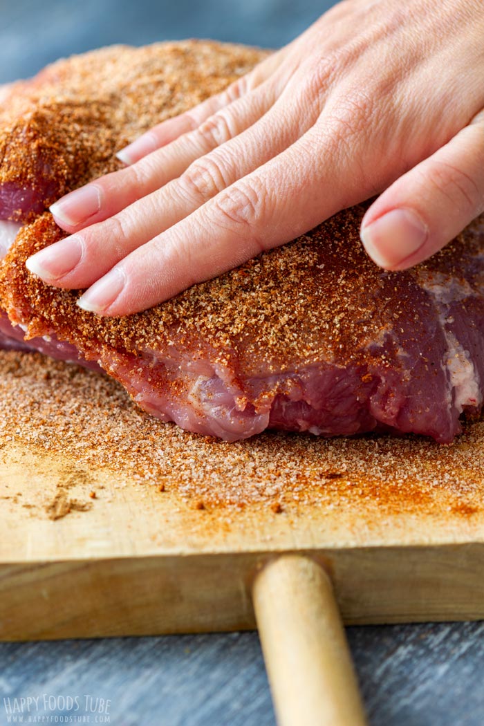 Adding Dry Rub to Pork Shoulder