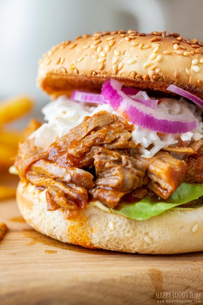Juicy BBQ Pulled Pork Sandwich Closeup