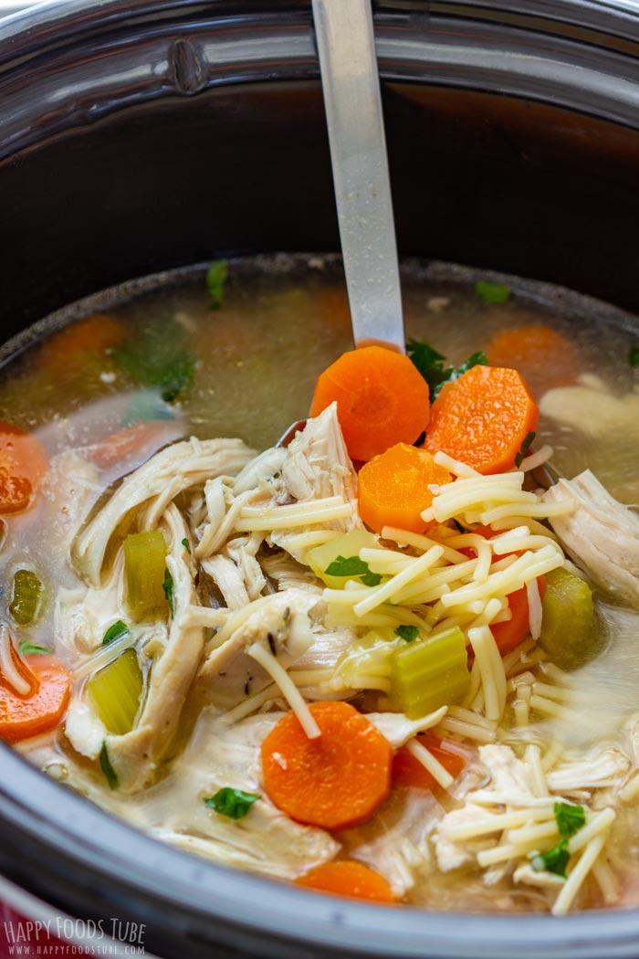 Freshly Made Slow Cooker Chicken Noodle Soup
