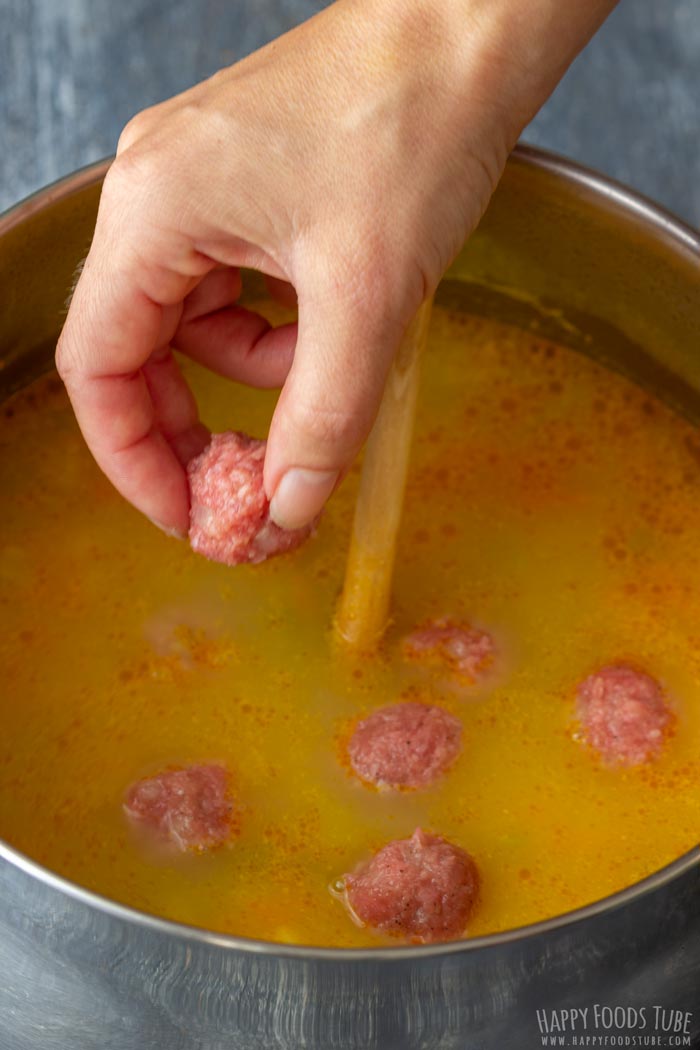 Process Shots of Homemade Meatball Soup Step 2
