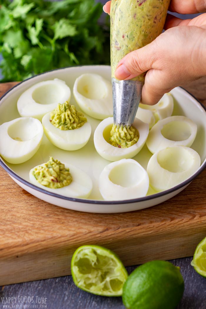 How to make Guacamole Deviled Eggs Step 3 Filling the Eggs