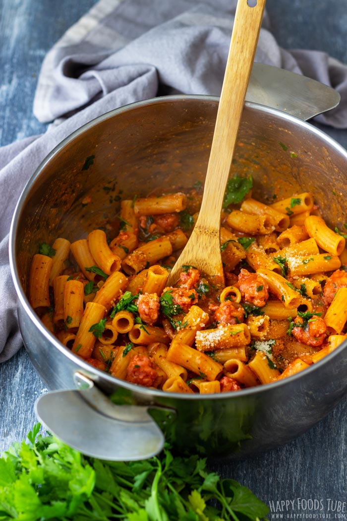 Process Shots of One Pot Sausage Pasta Step 4