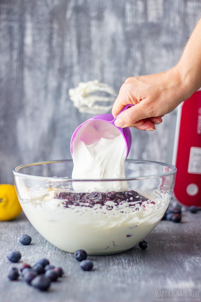How to make Homemade Blueberry Ice Cream Step 4 Add Greek Yogurt