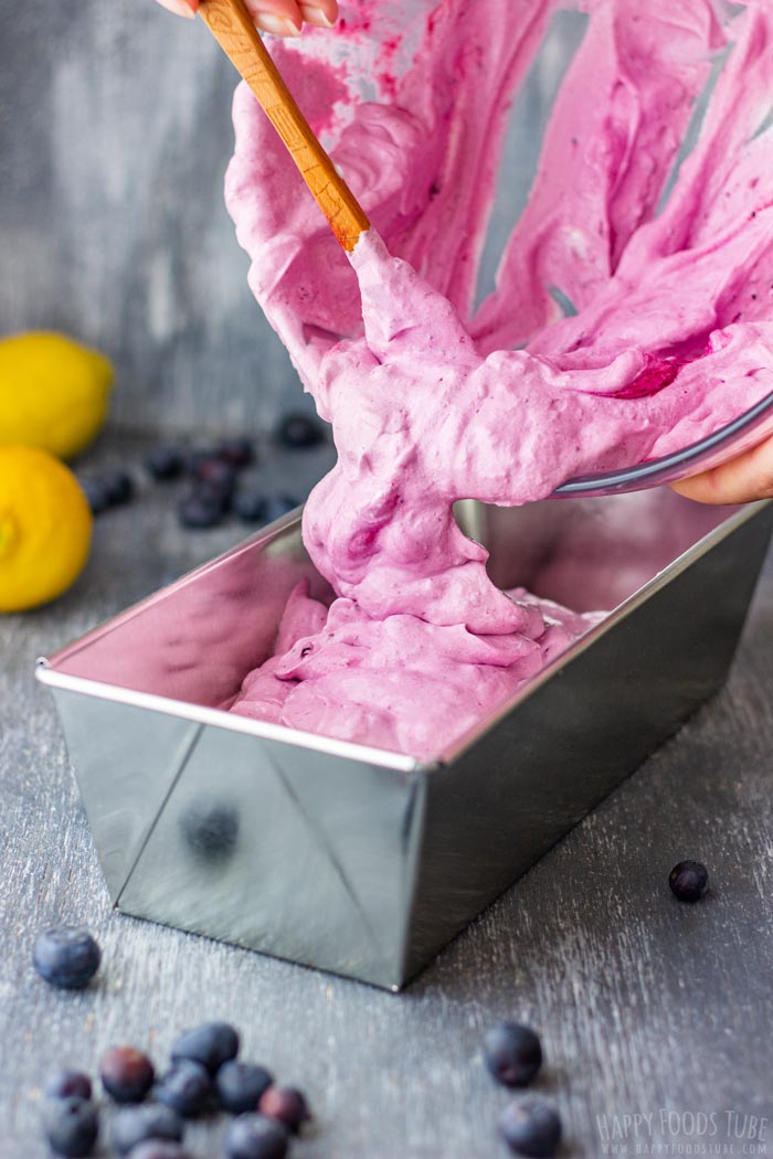How to make Homemade Blueberry Ice Cream Step 6 Transfer Mixture Into Freezer-Friendly Container