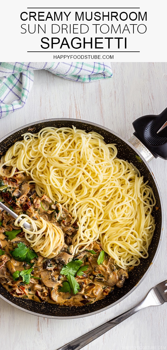 Creamy Mushroom & Sun-Dried Tomato Spaghetti Recipe