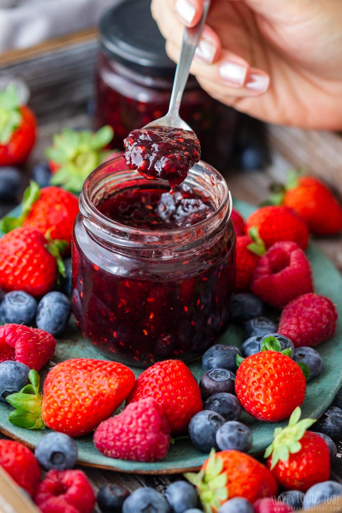 Sooning the freshly made Instant Pot Mixed Berry Jam