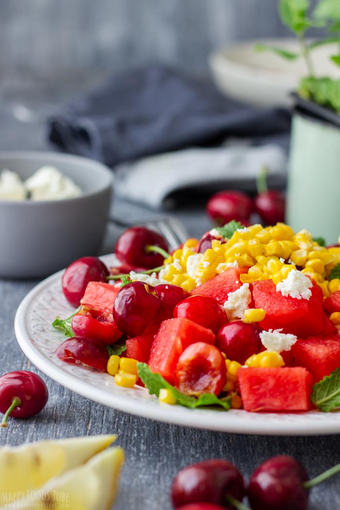 Watermelon Feta Salad with Cherries