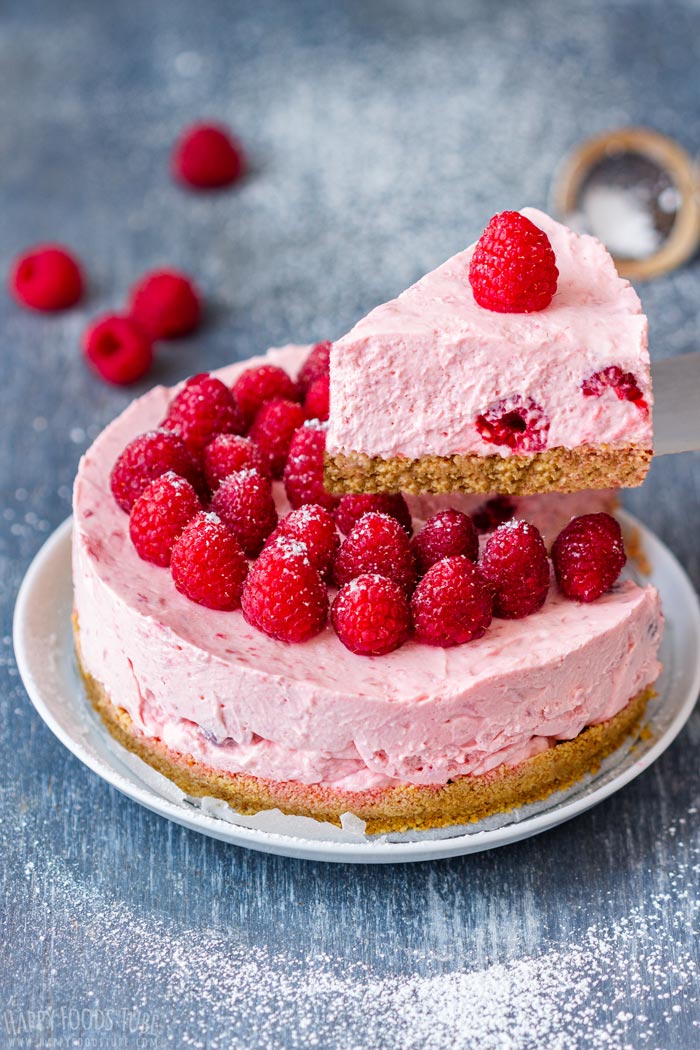 No Bake Raspberry Cheesecake Recipe - Happy Foods Tube