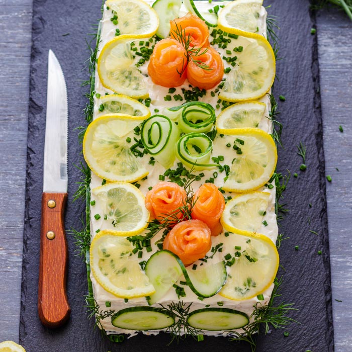 Beautiful Smoked Salmon Sandwich Cake