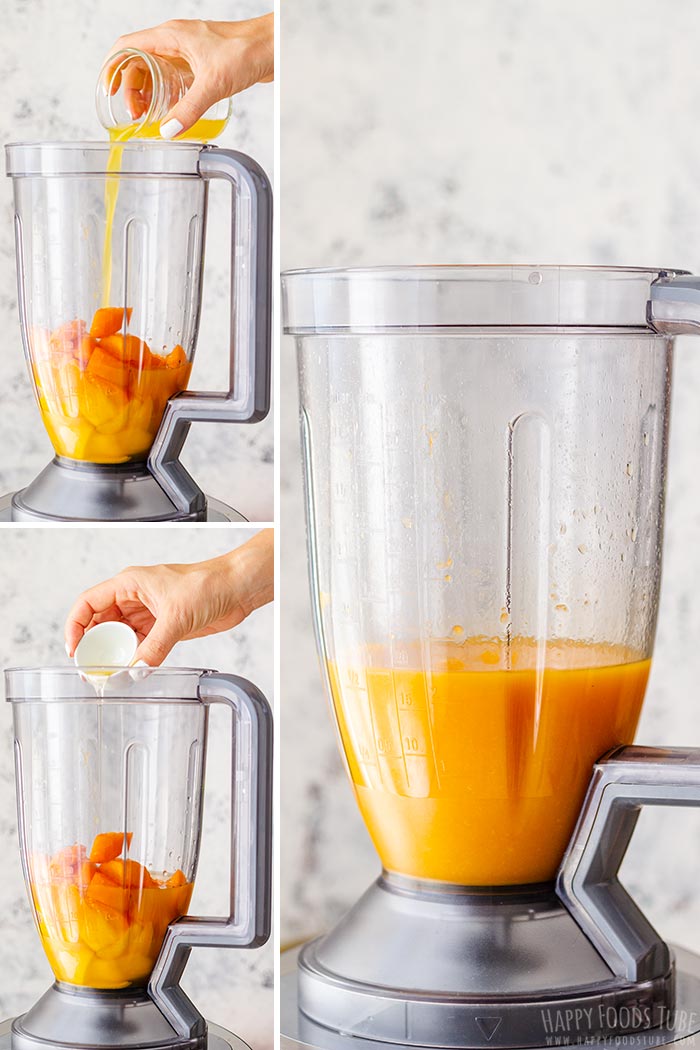 Step by Step How to Make Apricot Mango Smoothie Image Collage