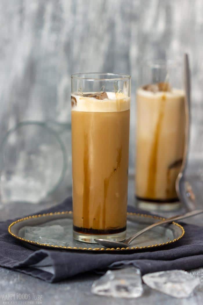 Iced Caramel Latte [with Coffee Ice Cubes]