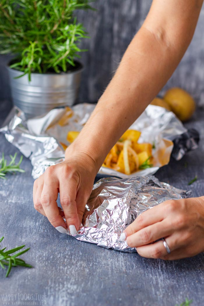 Steps How to Make Campfire Potatoes - Cover with Foil