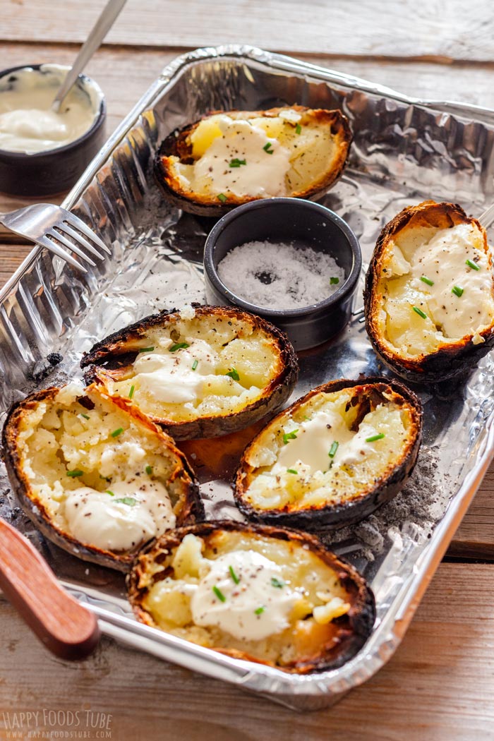 Ash-Roasted Potatoes Topped with Sour Cream