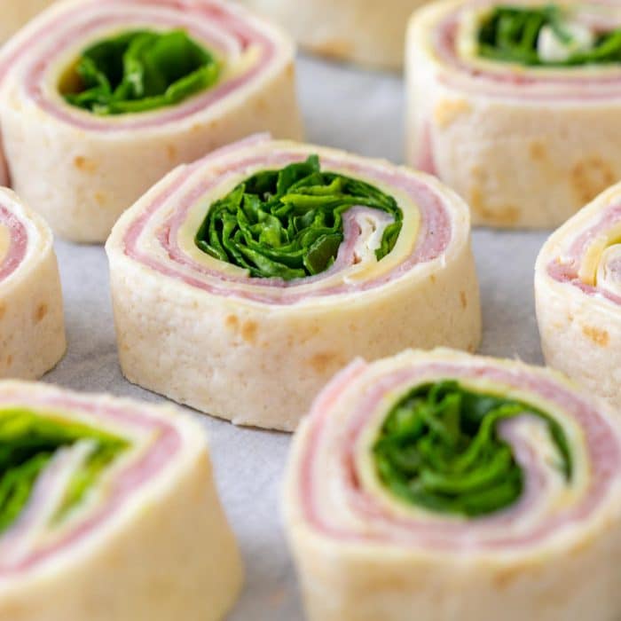 Ham and Cheese Pinwheels with Spinach
