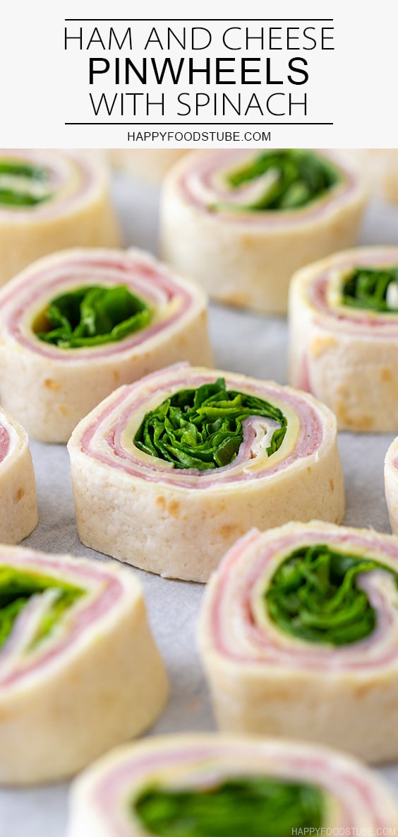 Ham and Cheese Pinwheels with Spinach Recipe