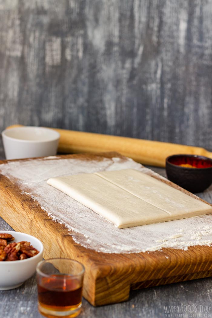 How to make Air Fryer Maple Pecan Hand Pies Step 1 - Unfold the puff pastry and roll it out gently