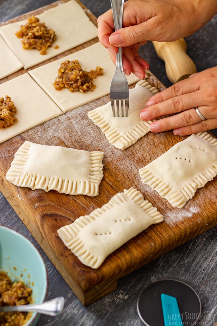 How to make Air Fryer Maple Pecan Hand Pies Step 3 - Pierce each pie with a fork