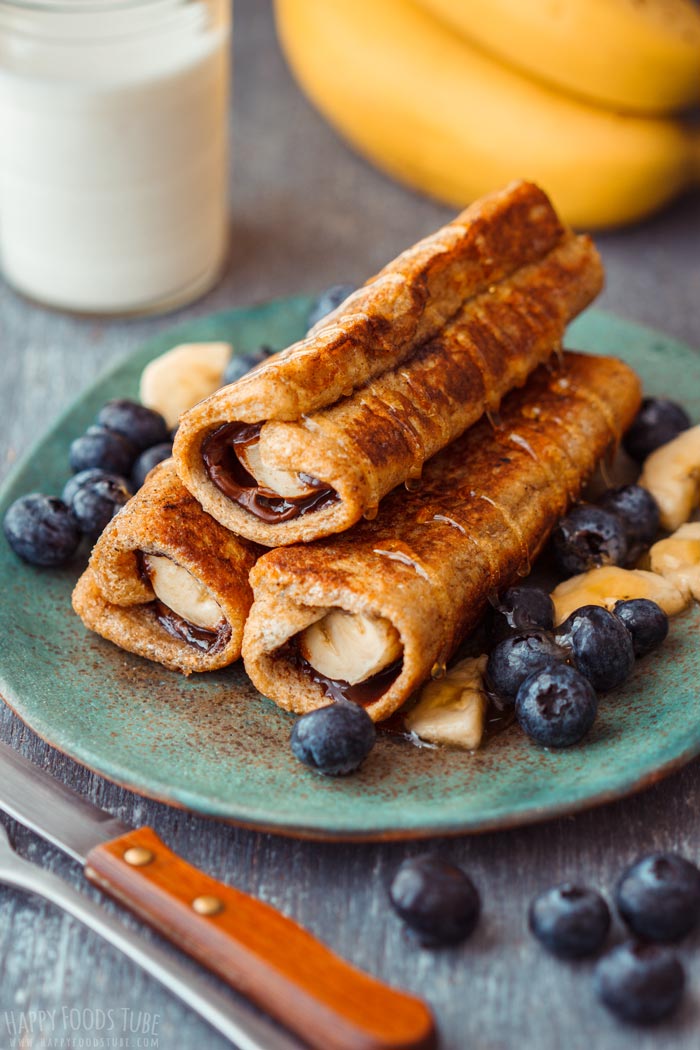 Nutella Banana French Toast Roll Ups Recipe - Happy Foods Tube