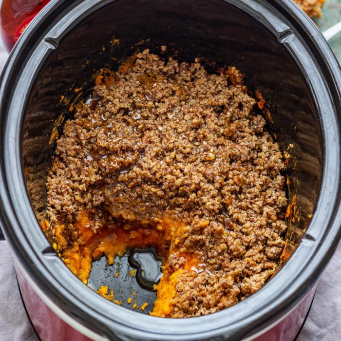 Slow Cooker Sweet Potato Casserole with Pecans