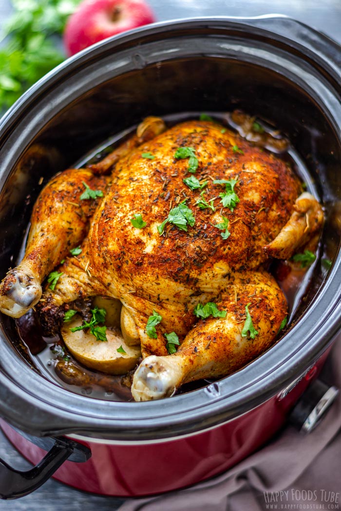 Slow Cooker Whole Chicken Recipe - Happy Foods Tube