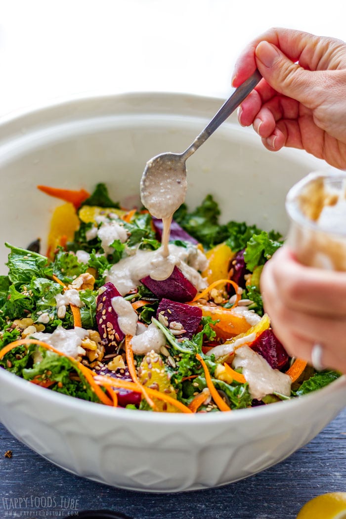 Kale and Beet Salad with Dressing