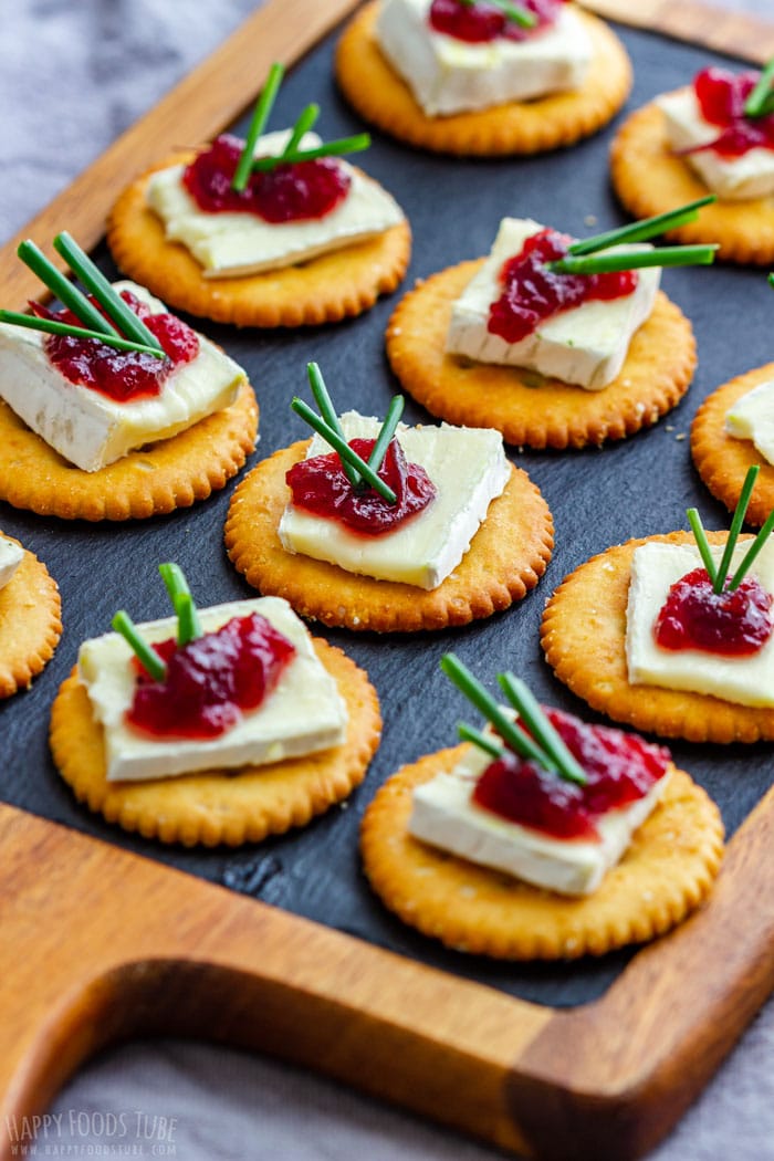 Bite-size party appetizers cranberry brie bites.