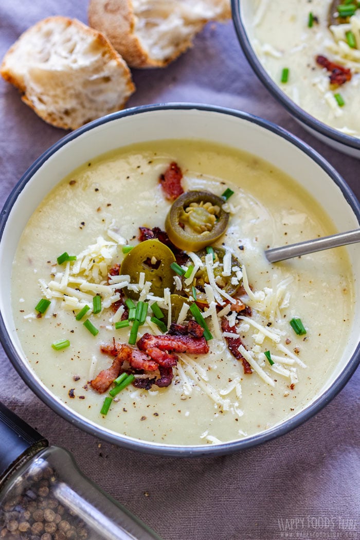 Spicy Jalapeno Potato Soup with Cheddar Cheese