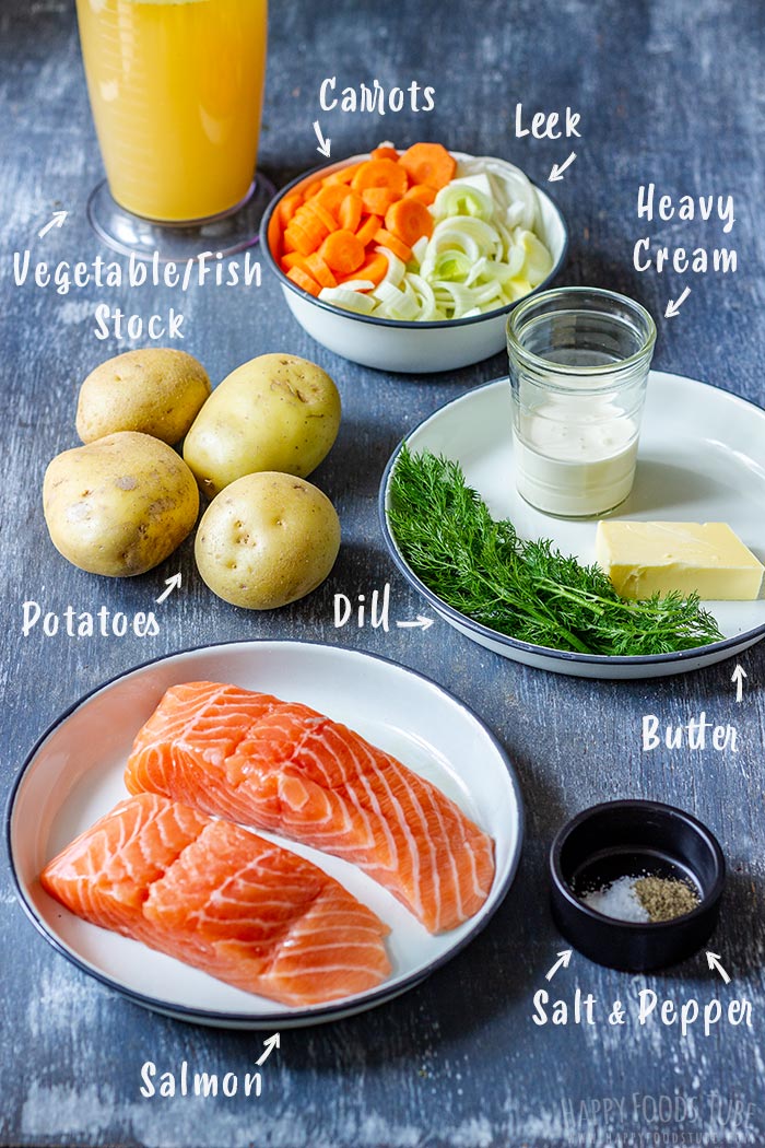 Traditional Salmon Soup Ingredients