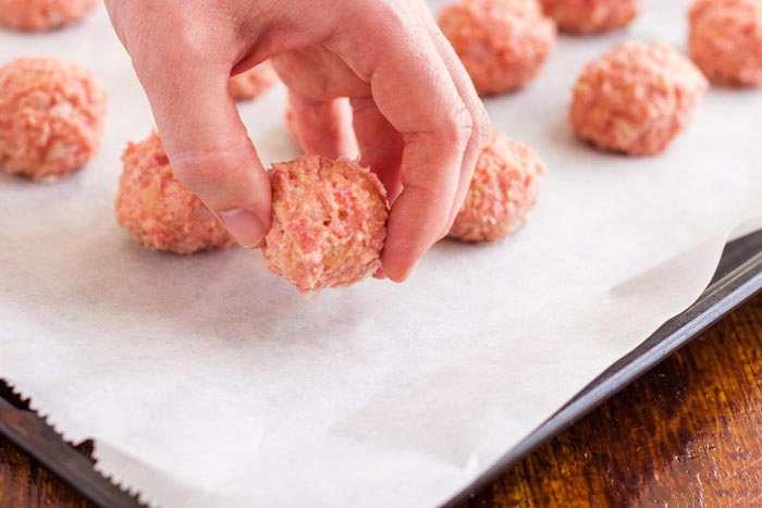 How to Make Meatballs Step 4 - Place them onto Baking Sheet