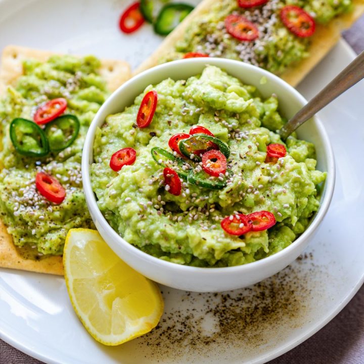 Avocado Spread topped with fresh chilis