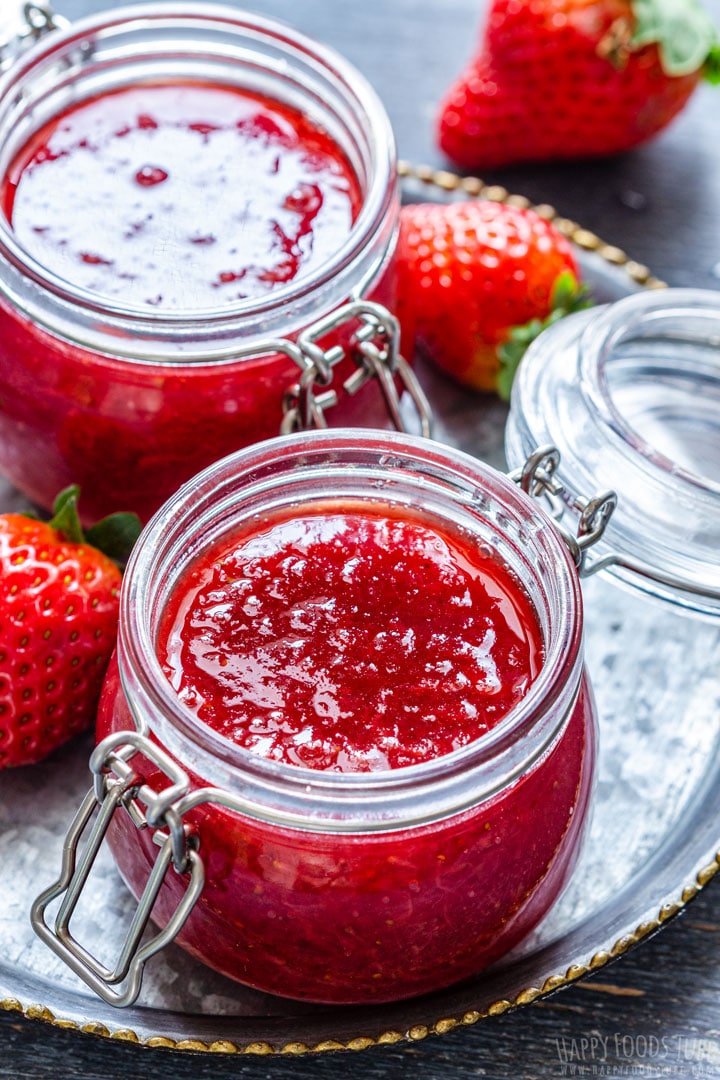 Homemade Strawberry Sauce Jars