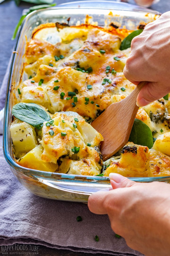 Serving Spinach Potato Casserole