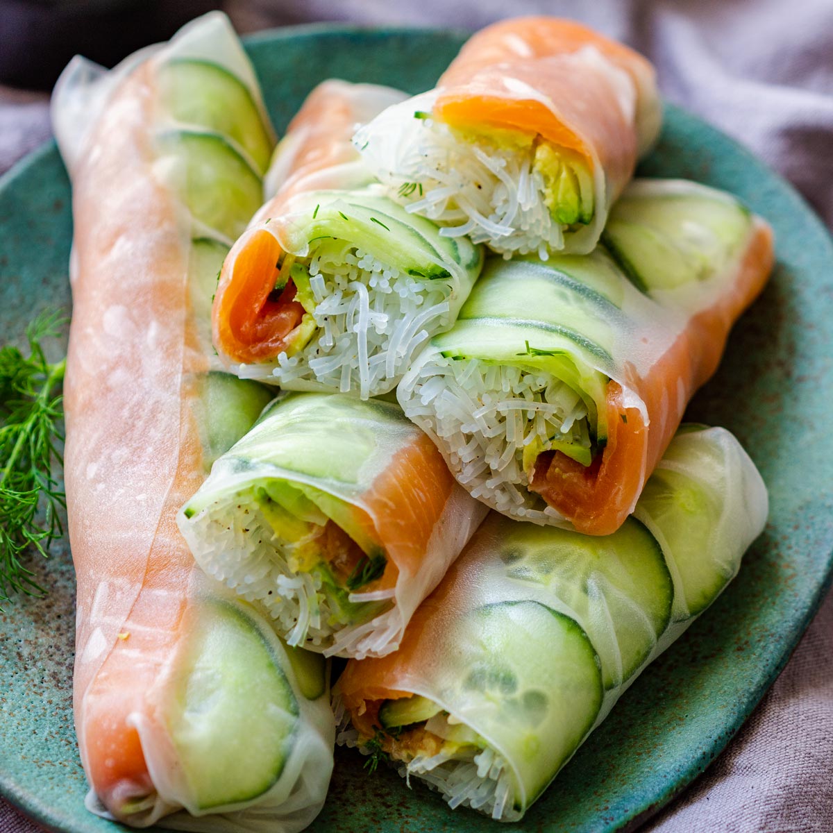 Salmon Avocado Crispy Rice Paper Rolls