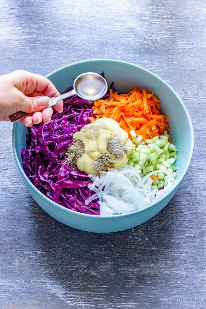 How to make Red Cabbage Coleslaw Step 1