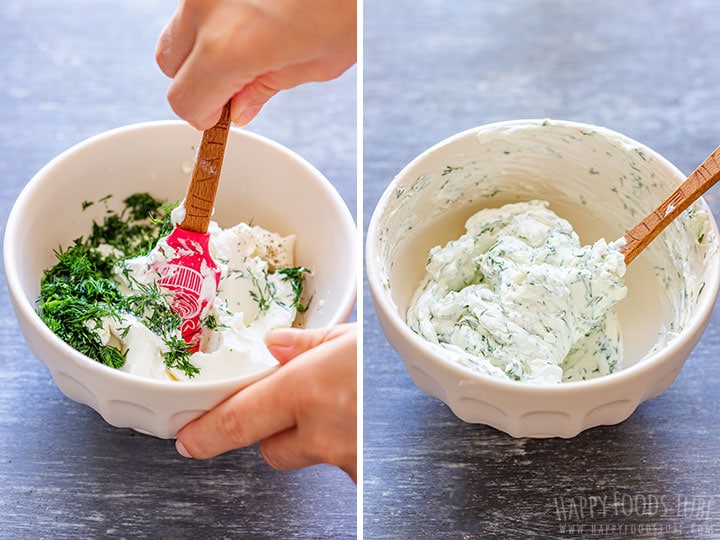 Making Filling for Salmon in Puff Pastry