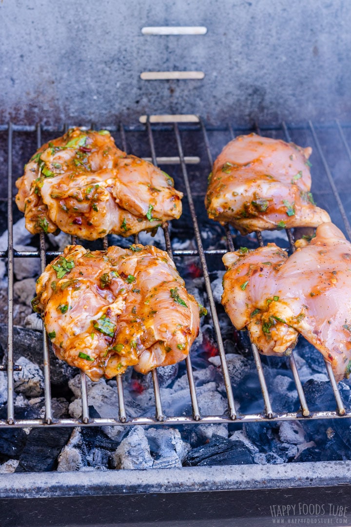 Spicy Chicken Thighs Grilled Outdoors