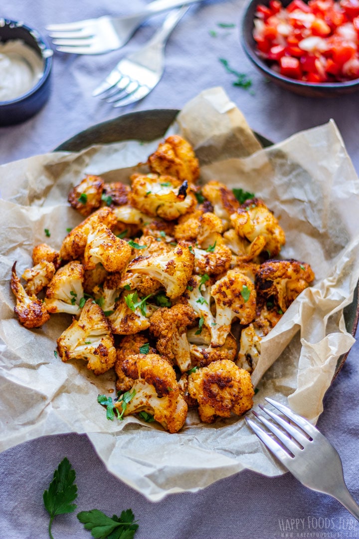 Oven Roasted Cauliflower topped with Parsley