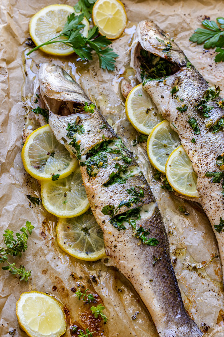 Whole Oven Baked Sea Bass