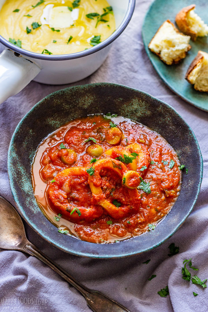 Calamari Stew with Creamy Polenta