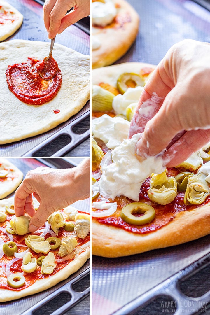 How to make burrata pizza picture collage