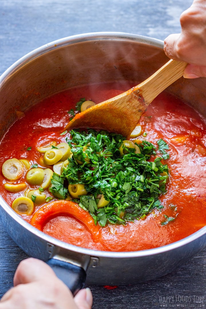 Mixing and Cooking Calamari Stew