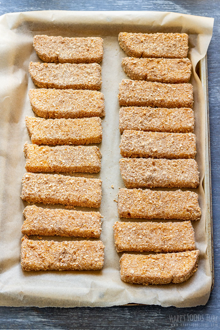 Uncooked French Toast Sticks on the Baking Tray